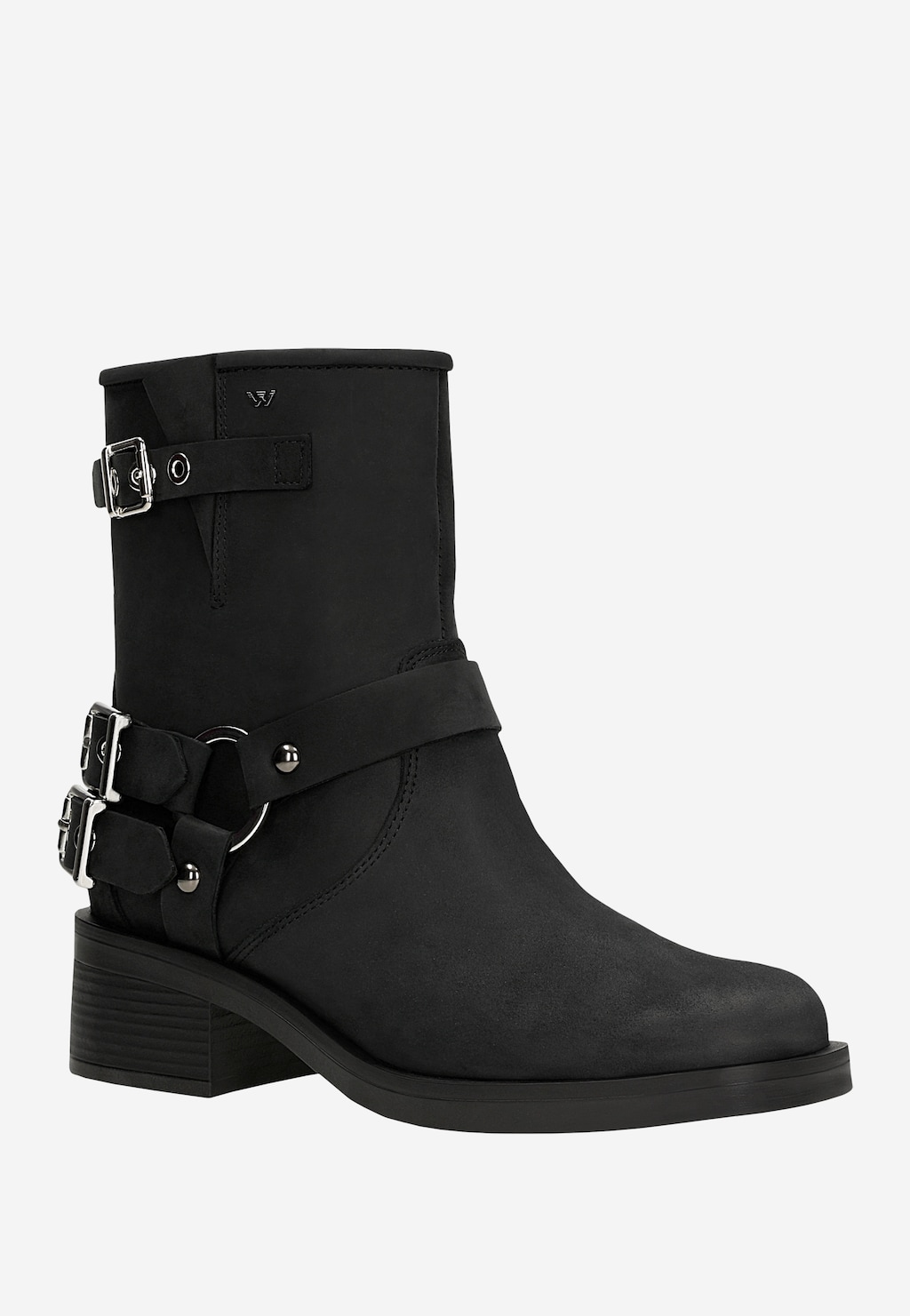 Černé kožené bikery s kovovými prvky 55270-91 Widok 3