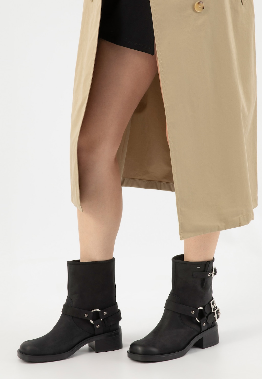 Černé kožené bikery s kovovými prvky 55270-91 Widok 8