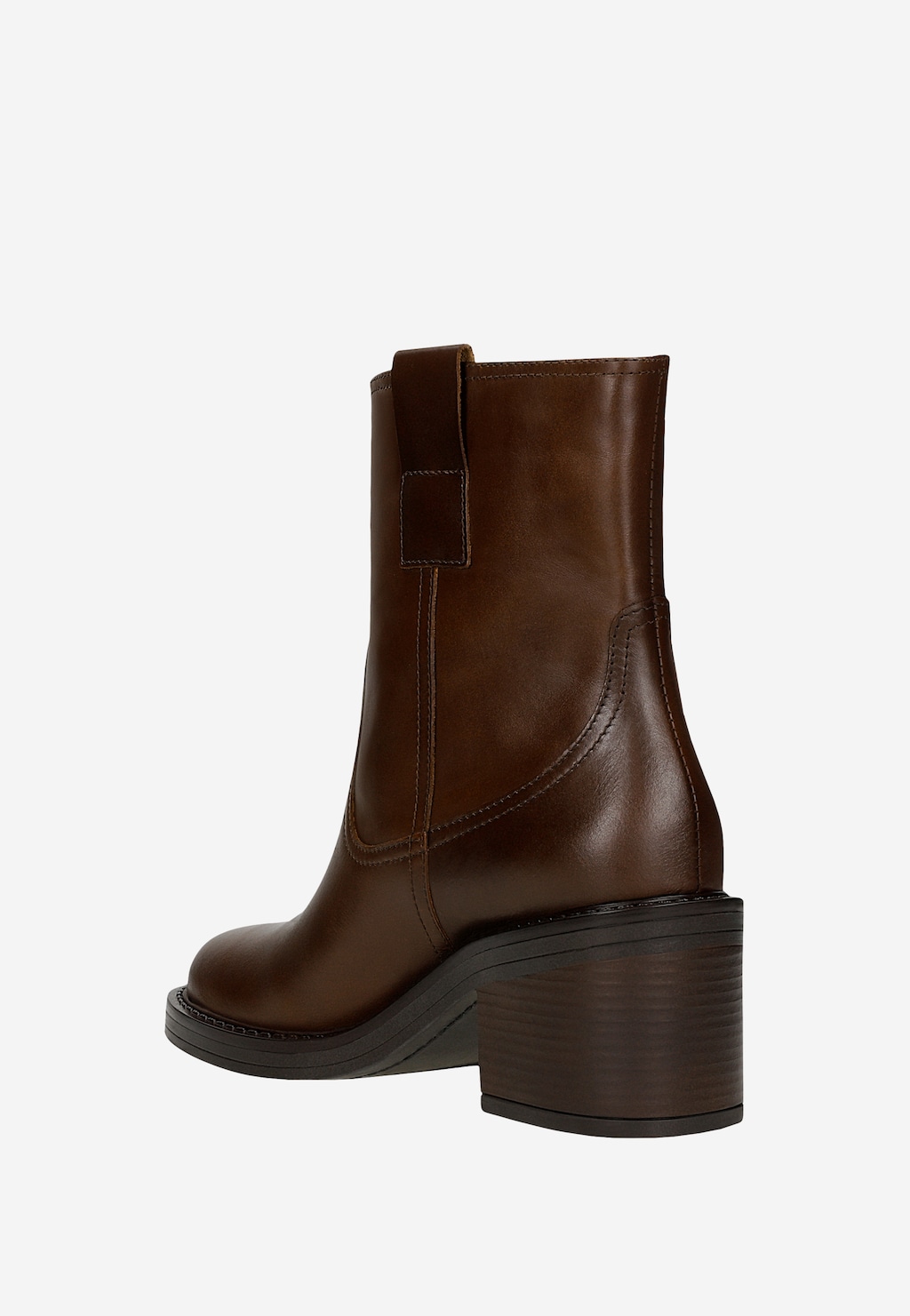 Hnědé kožené kotníkové boty na podpatku 55280-52 Widok 4
