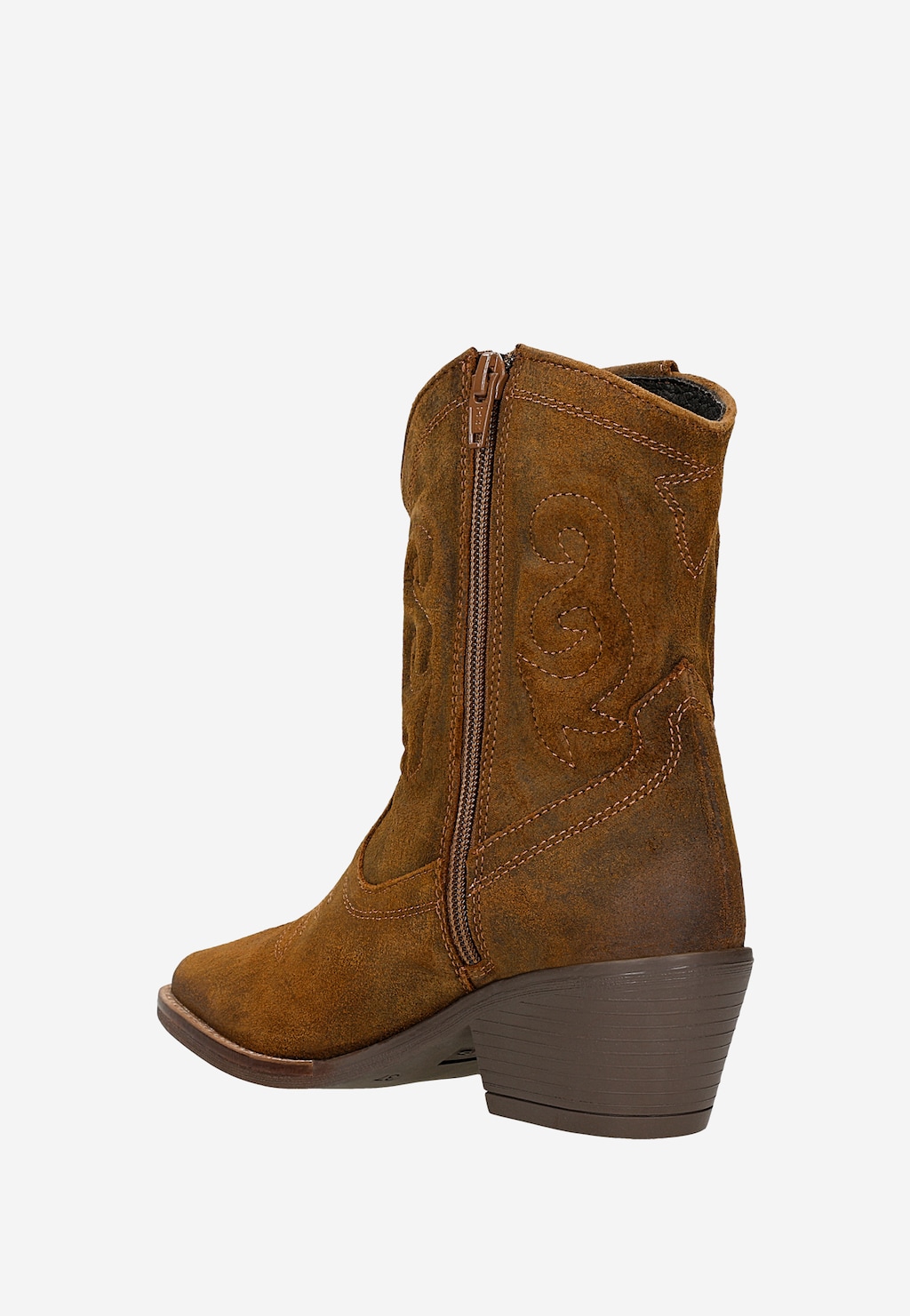 Hnedé kovbojské topánky s ozdobným prešívaním 55295-63 Widok 4