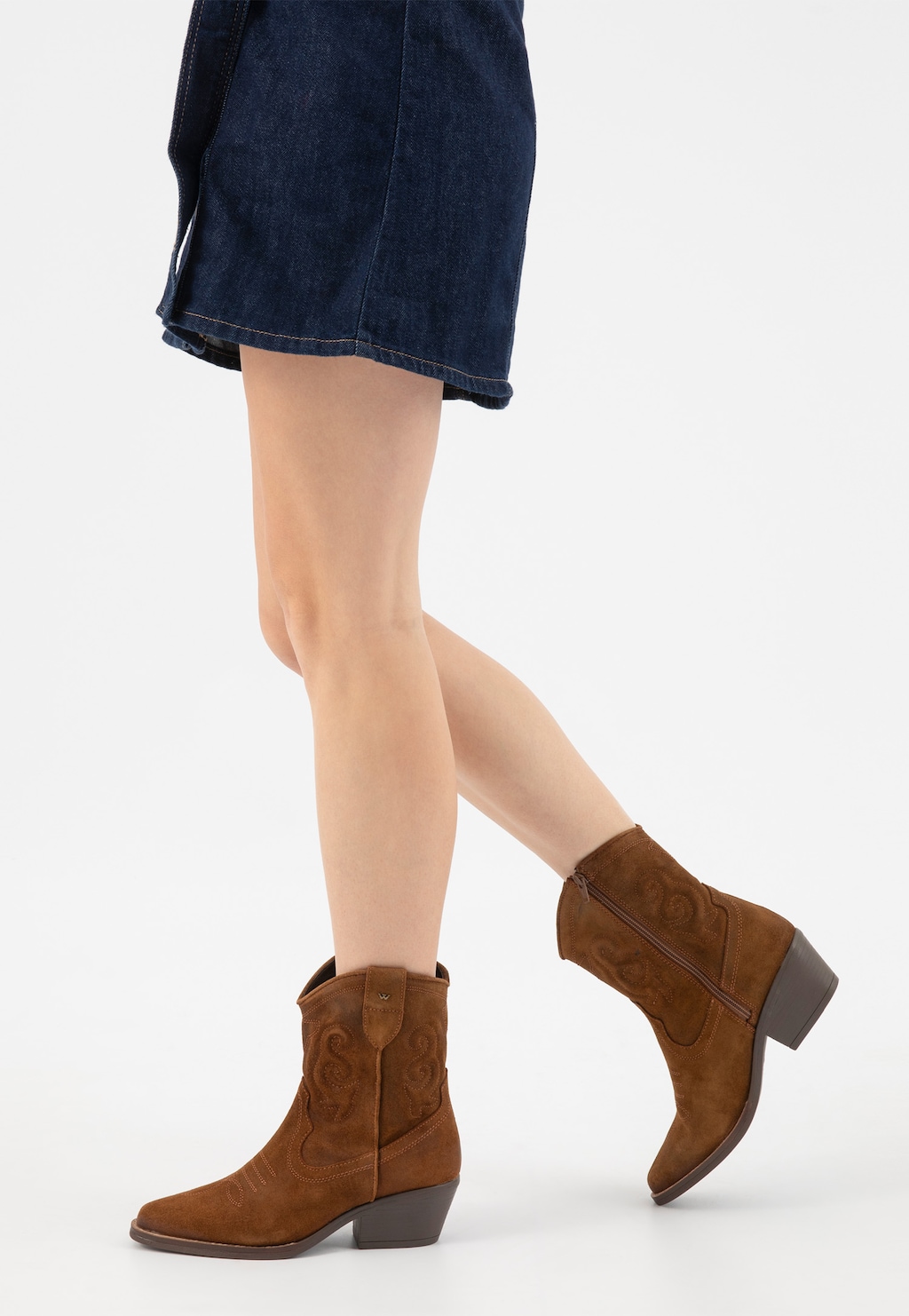 Hnedé kovbojské topánky s ozdobným prešívaním 55295-63 Widok 7