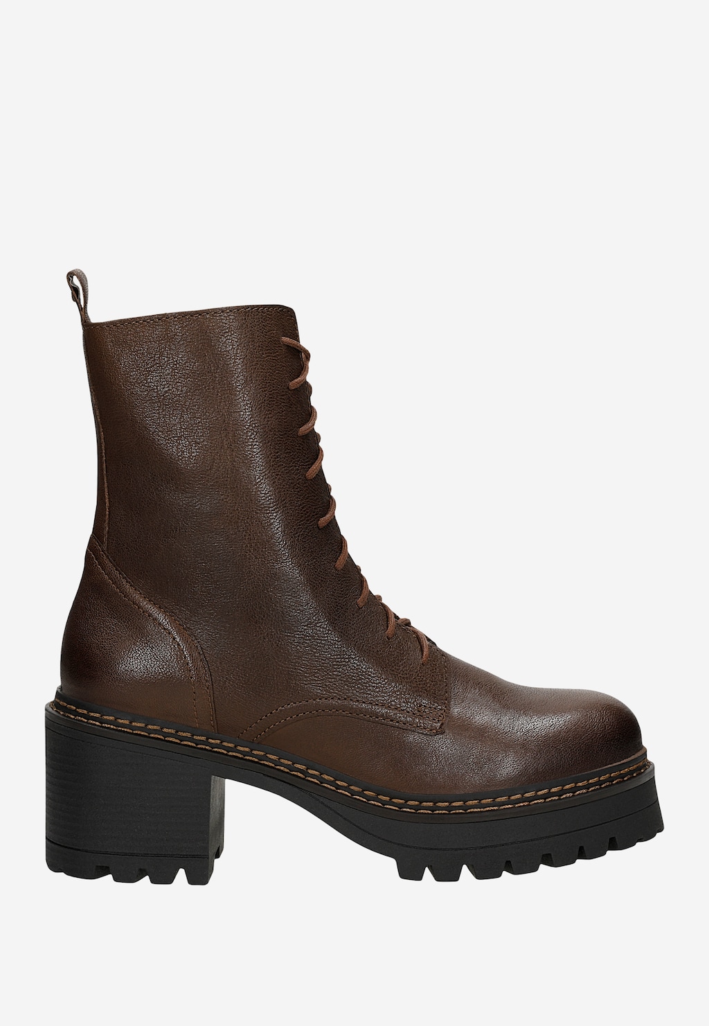 Dámské hnědé kožené kotníkové boty na stabilním podpatku 64124-52 Widok 2