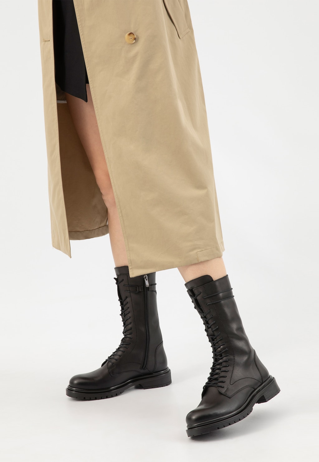 Černé kožené biker boty na zip 64130-51 Widok 7