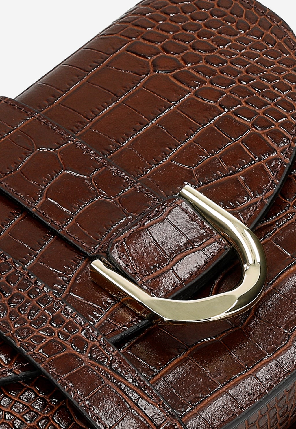 Tmavě hnědá kožená kabelka ve stylu sedlové tašky s reliéfním vzorem 80351-52 Widok 9