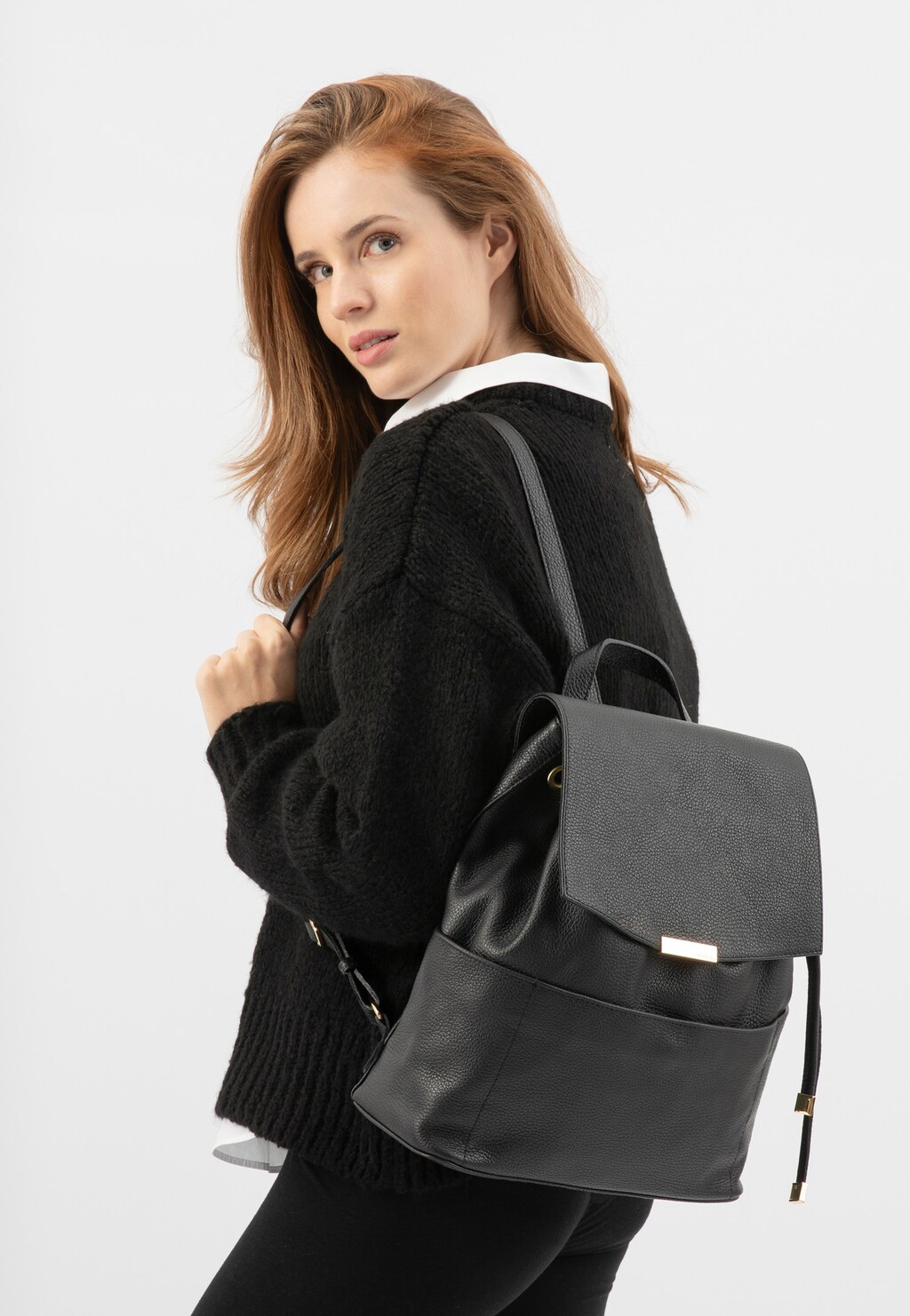 Čierny kožený mestský batoh 80400-51 Widok 8