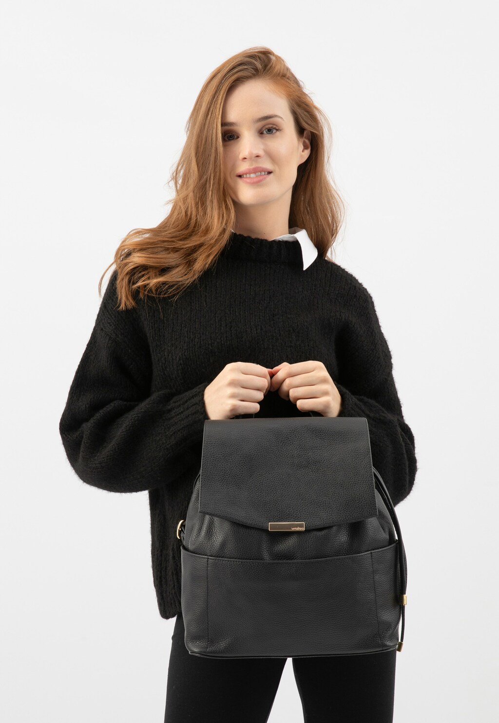 Čierny kožený mestský batoh 80400-51 Widok 1