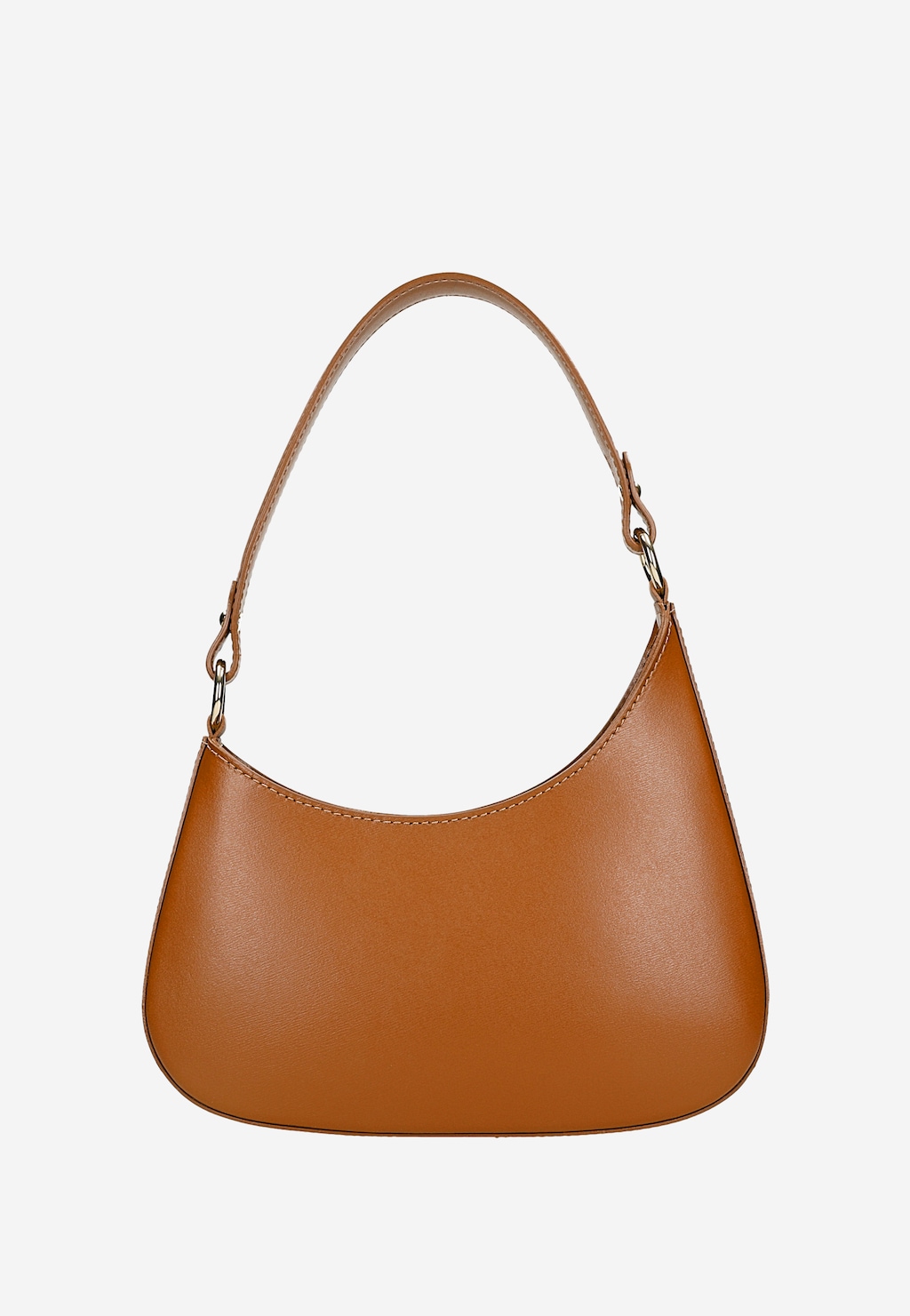 Hnedá kožená asymetrická kabelka typu bageta 80411-53 Widok 4