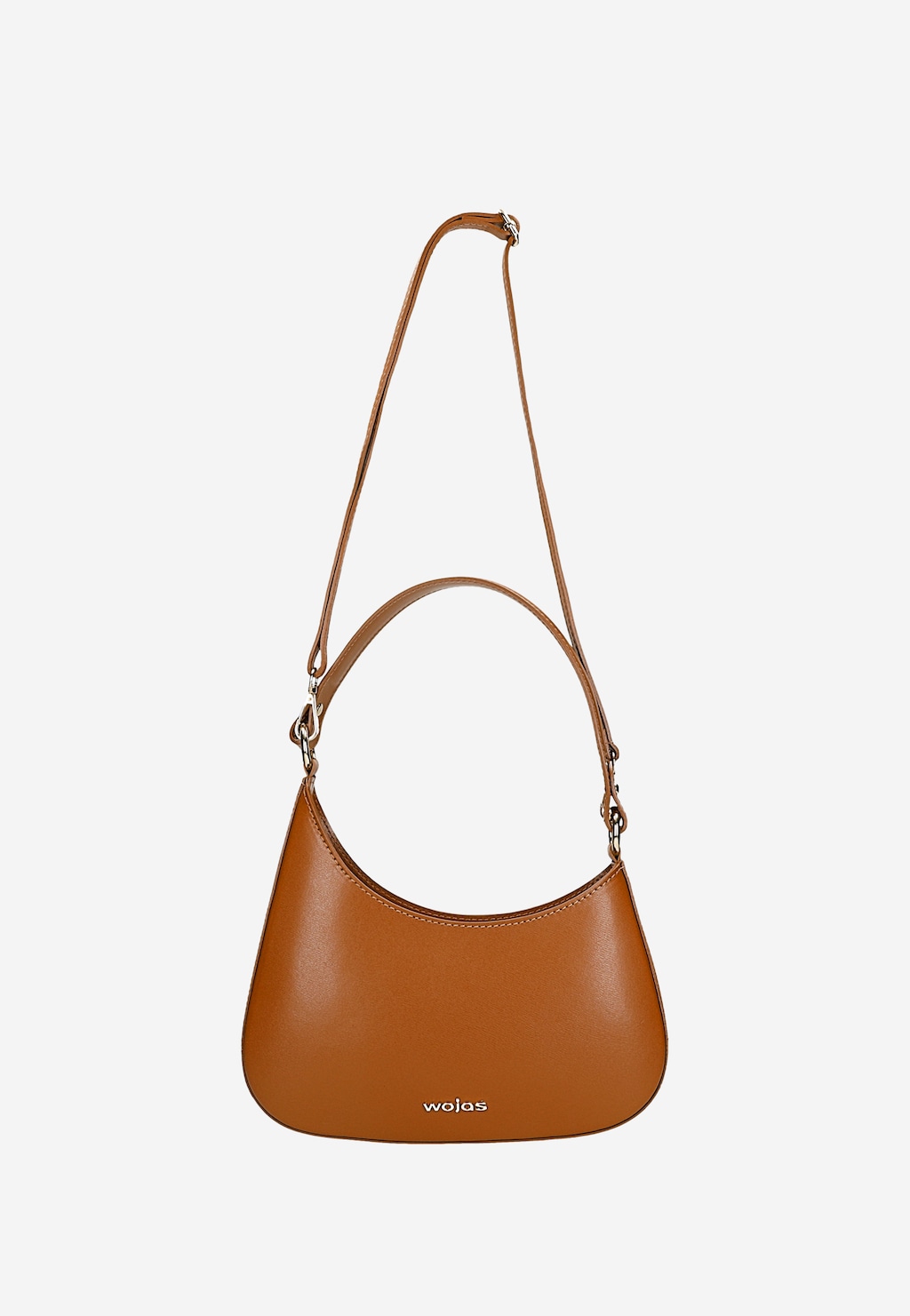 Hnedá kožená asymetrická kabelka typu bageta 80411-53 Widok 5