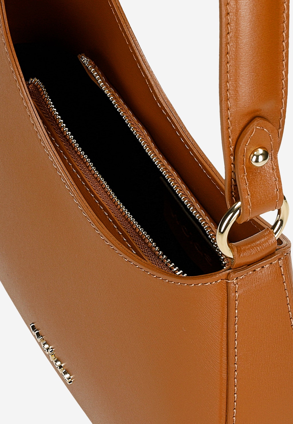 Hnedá kožená asymetrická kabelka typu bageta 80411-53 Widok 6