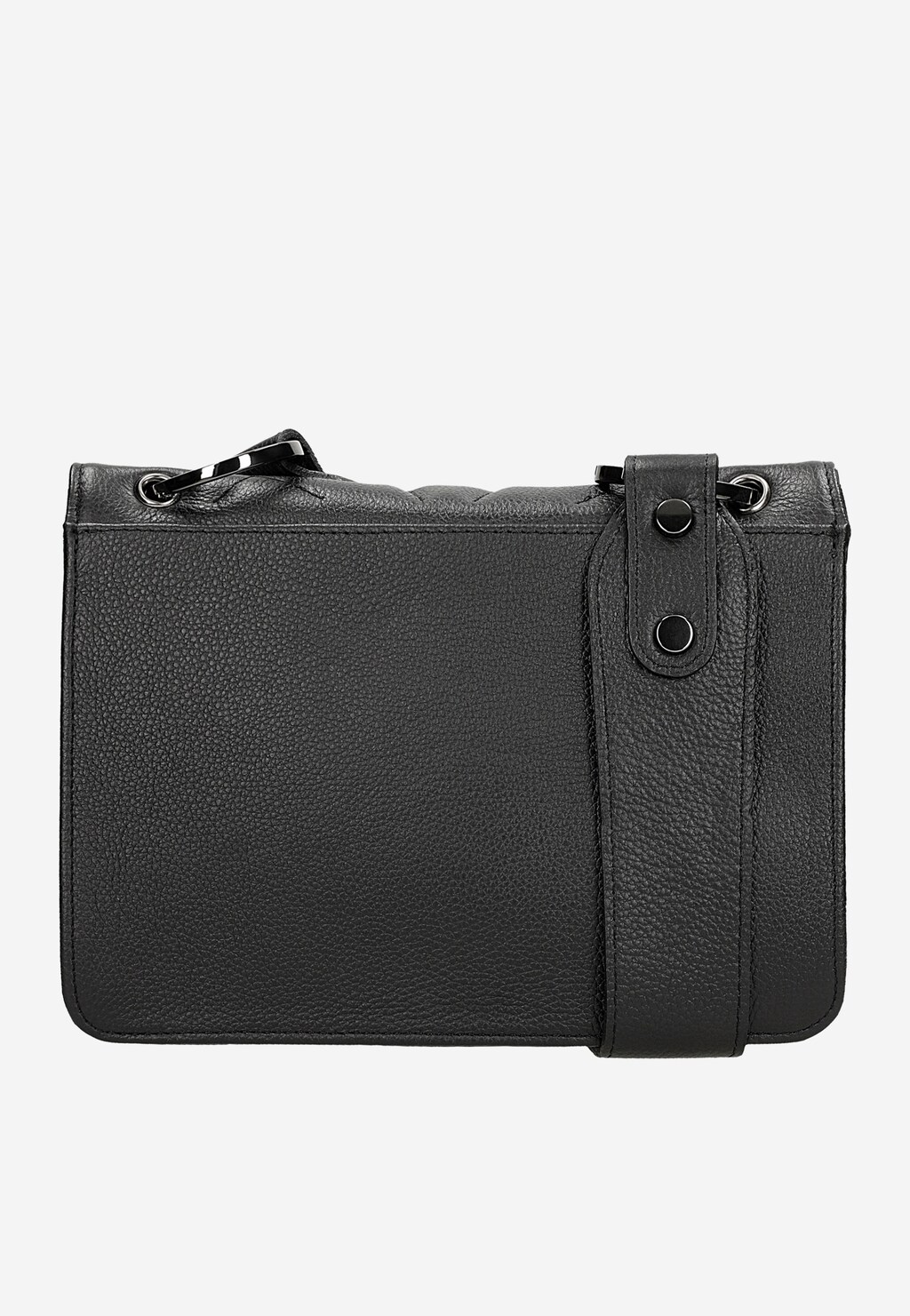 Czarna pikowana torebka damska Wojas model 80413-51 z widocznym zapięciem na napy, metalowymi elementami uchwytu i eleganckim pikowanym wykończeniem górnej części.