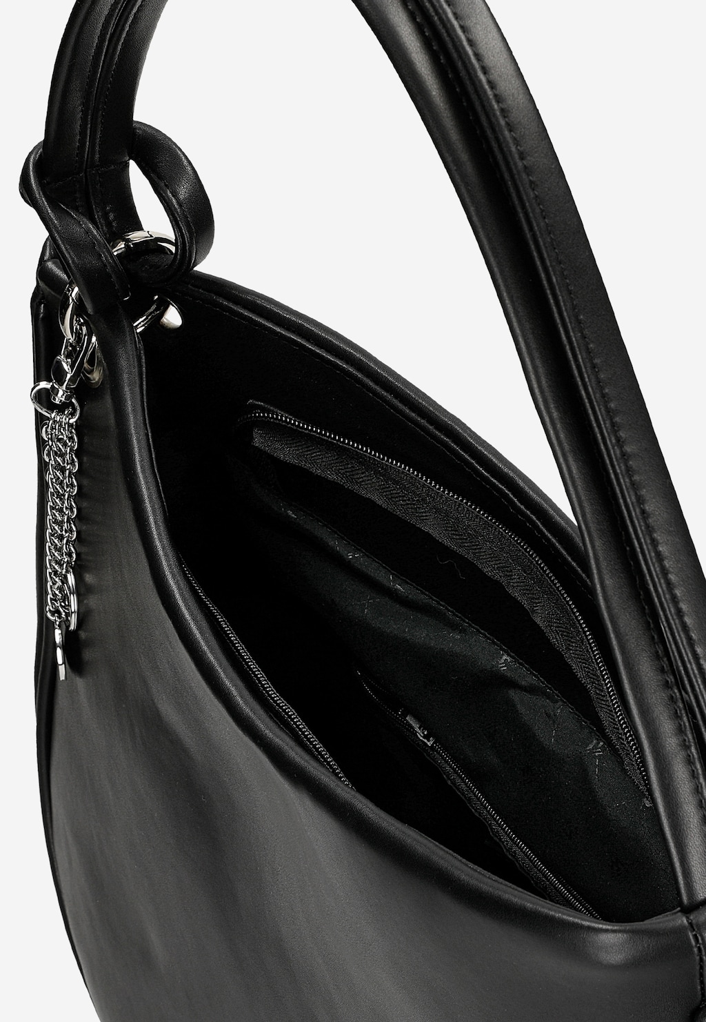 Černá kožená dámská kabelka s přívěškem 80426-51 Widok 5