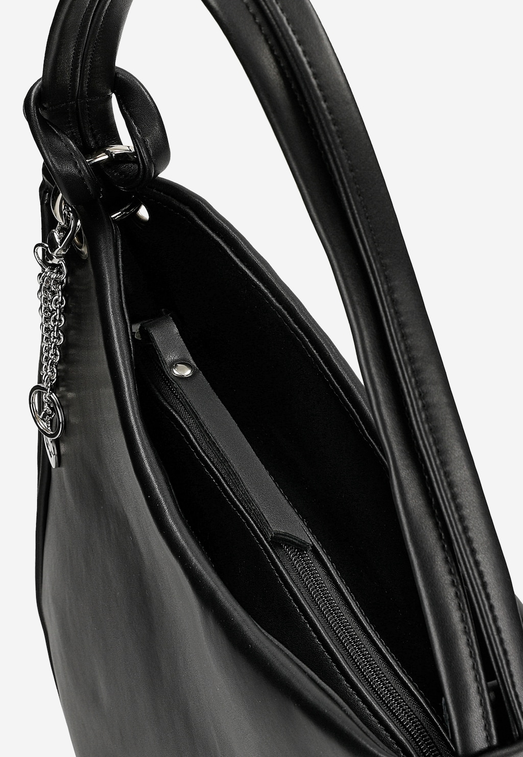 Černá kožená dámská kabelka s přívěškem 80426-51 Widok 6