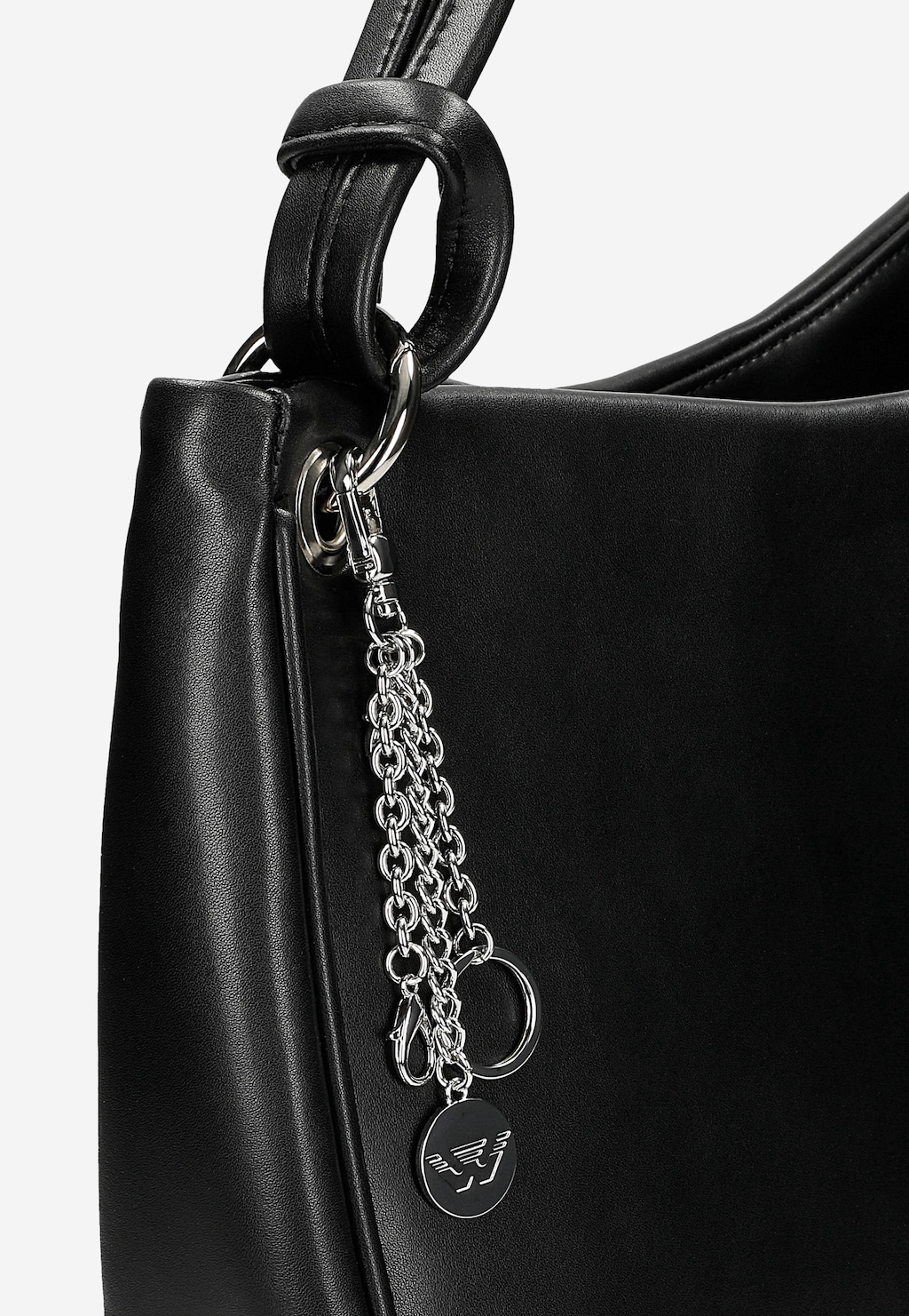 Černá kožená dámská kabelka s přívěškem 80426-51 Widok 7