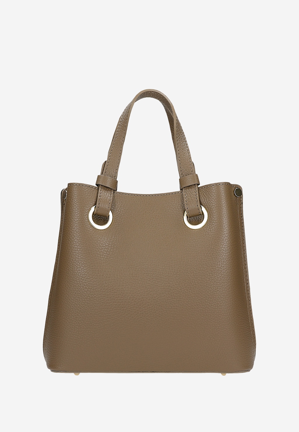Elegancka ciemnobeżowa torebka damska Wojas 80408-54 ze skóry licowej z charakterystycznymi uchwytami i metalowymi oczkami, idealna na co dzień i formalne okazje.