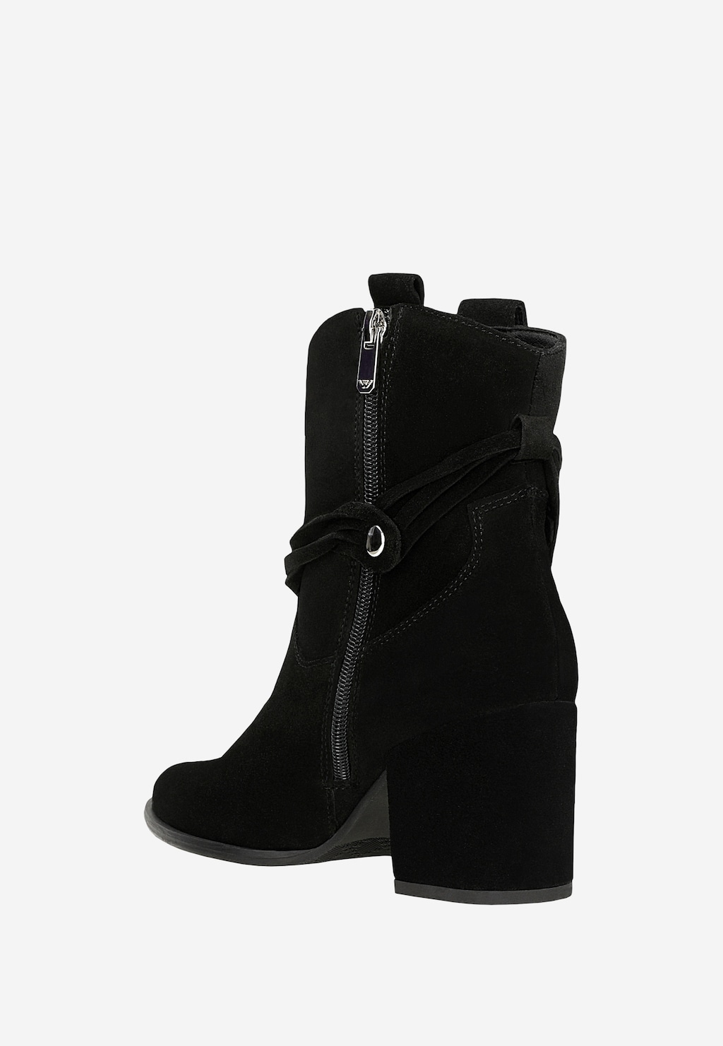 Čierne kovbojky na podpätku so striebornou reťazou 55200-61 Widok 4