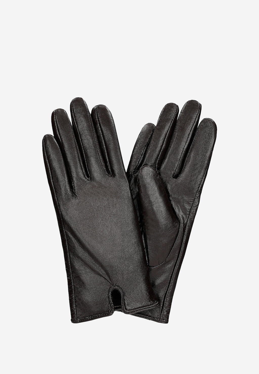 Brązowe eleganckie rękawiczki damskie Wojas model 98115-53 wykonane z naturalnej skóry, z wyraźnym szwem na wierzchu dłoni, widok z góry.