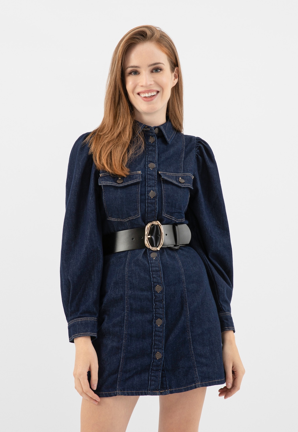 Černý široký dámský opasek z hladké kůže 93110-51 Widok 1