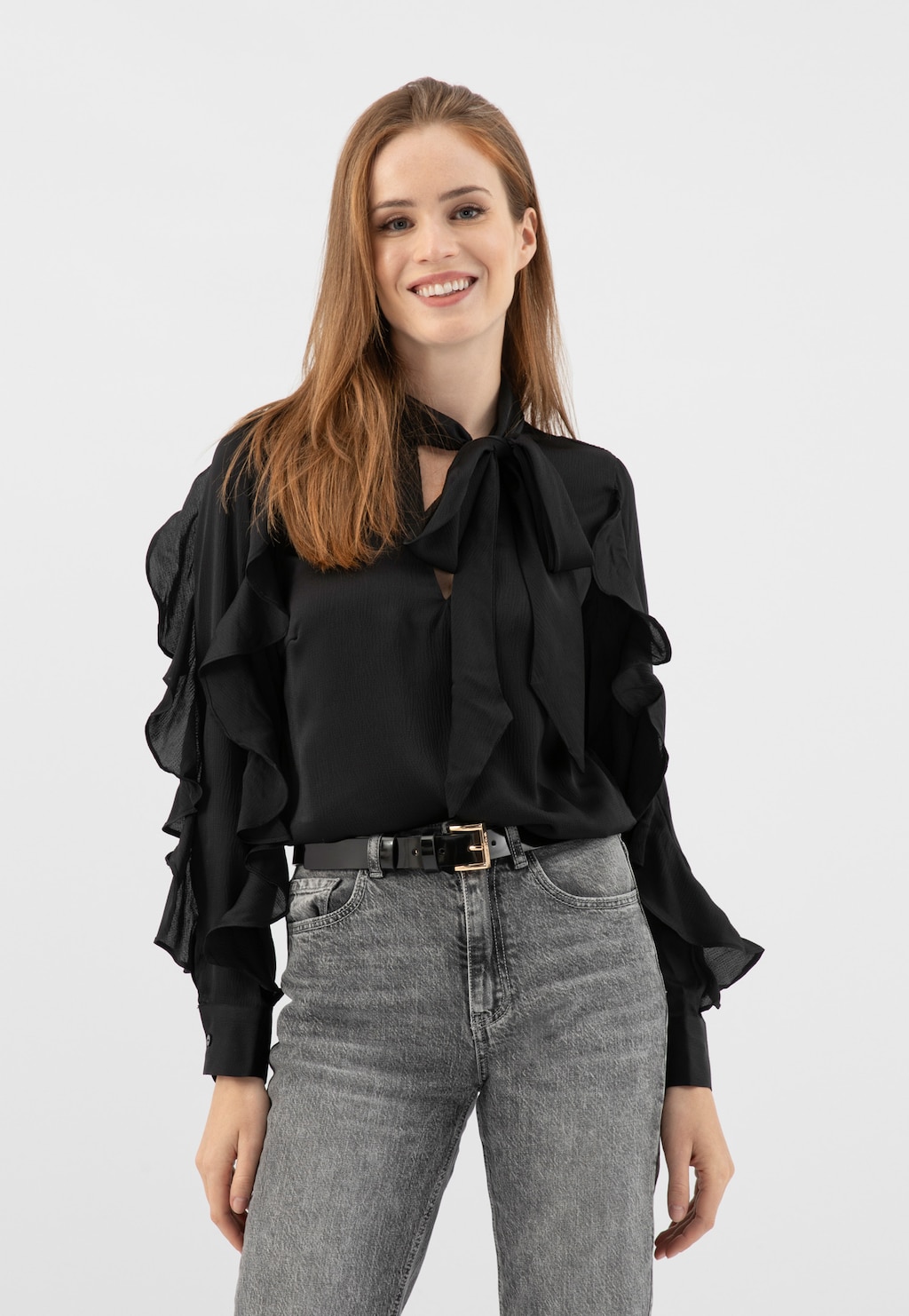 Čierny lakovaný dámsky opasok 93084-31 Widok 1