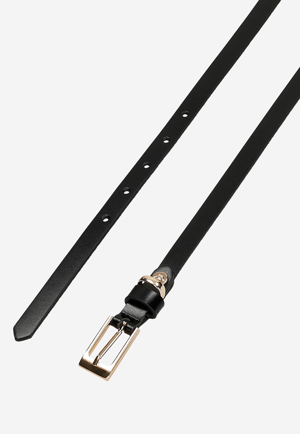 Úzky čierny dámsky opasok z hladkej kože 93074-51 Widok 5