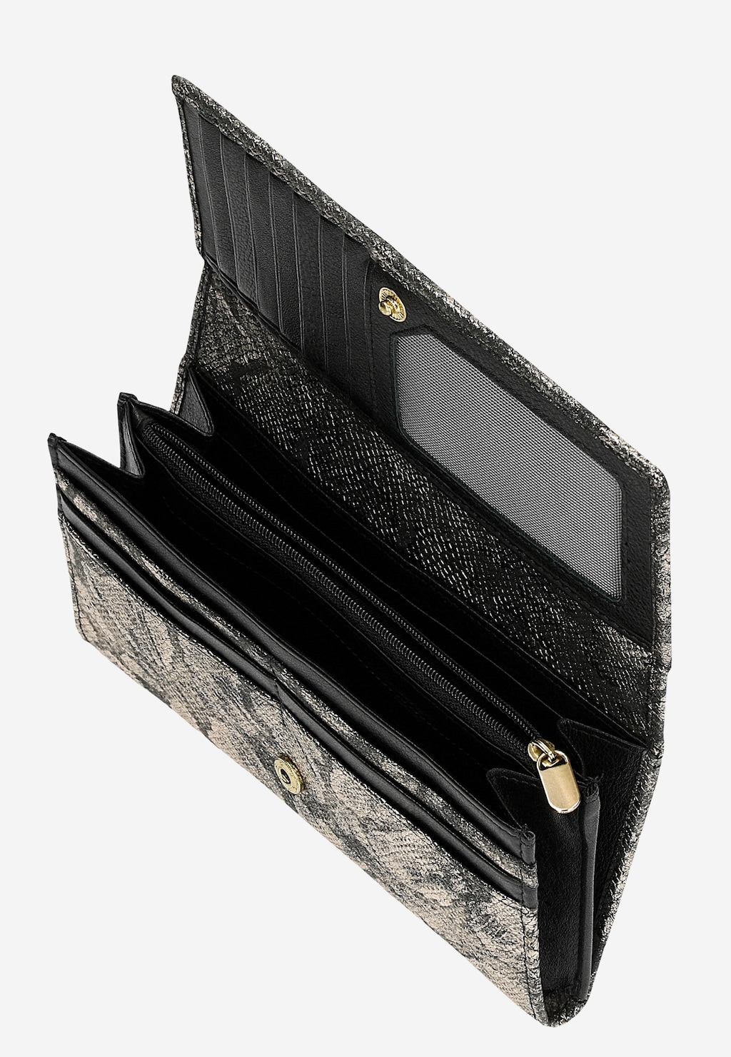 Veľká čierno-zlatá dámska peňaženka so zvieracím vzorom 91096-68 Widok 5