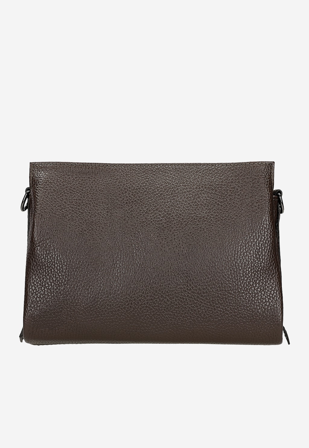 Ciemnobrązowa skórzana torebka damska Wojas model 80417-52 na ramię. Elegancka, prosta forma z widoczną ziarnistą fakturą skóry i metalowymi zaczepami.