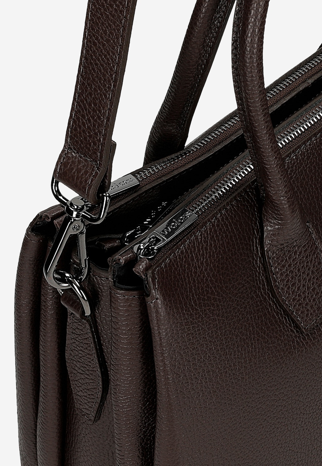 Hnědá dámská kožená kabelka typu kufřík 80222-52 Widok 7