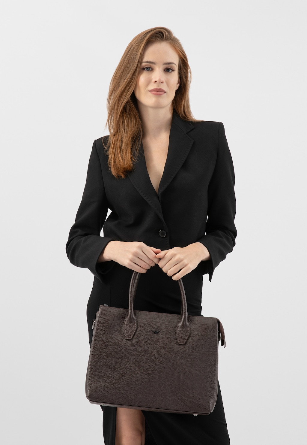 Hnědá dámská kožená kabelka typu kufřík 80222-52 Widok 9