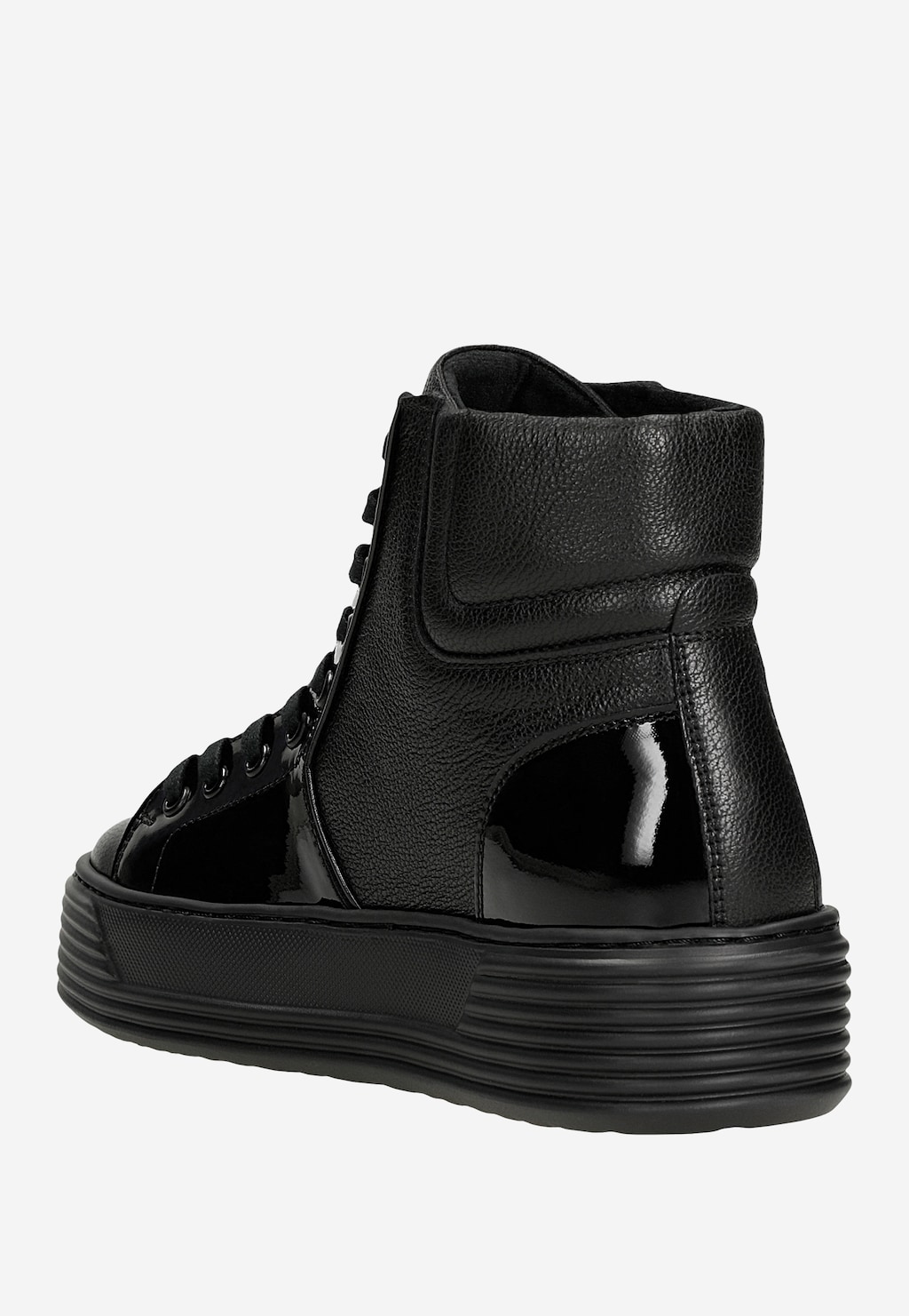Černé tenisky na vysoké podrážce s lakovanými prvky 64132-71 Widok 4