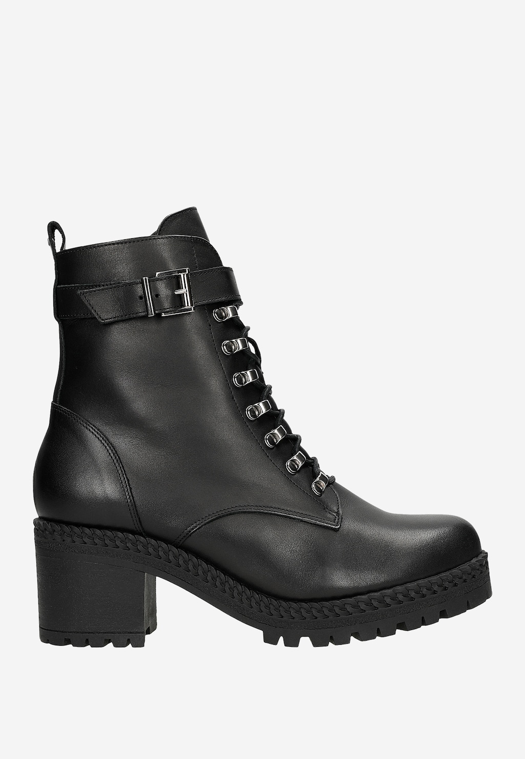 Černé zateplené dámské biker boty na podpatku 64065-51 Widok 2