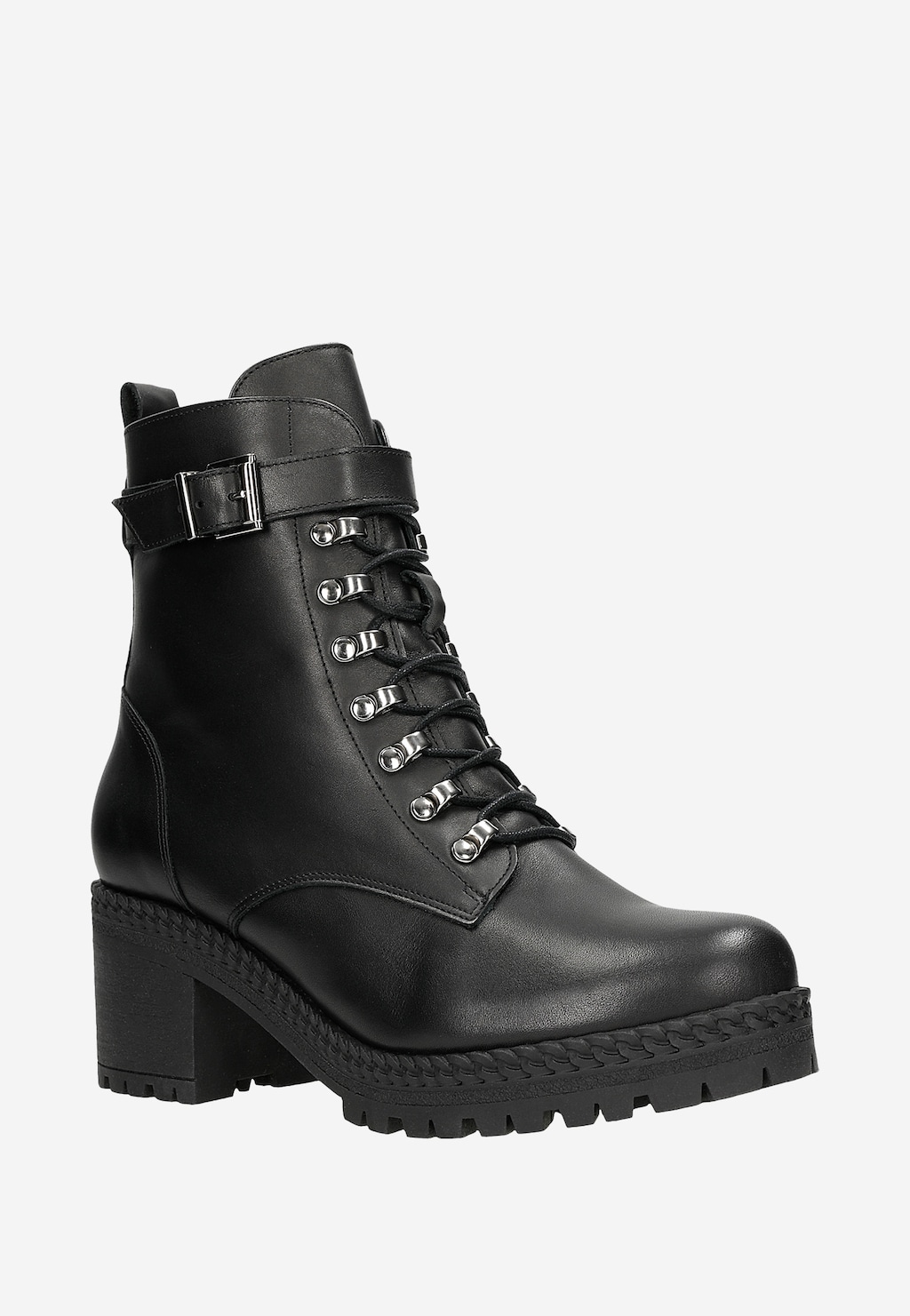 Černé zateplené dámské biker boty na podpatku 64065-51 Widok 3