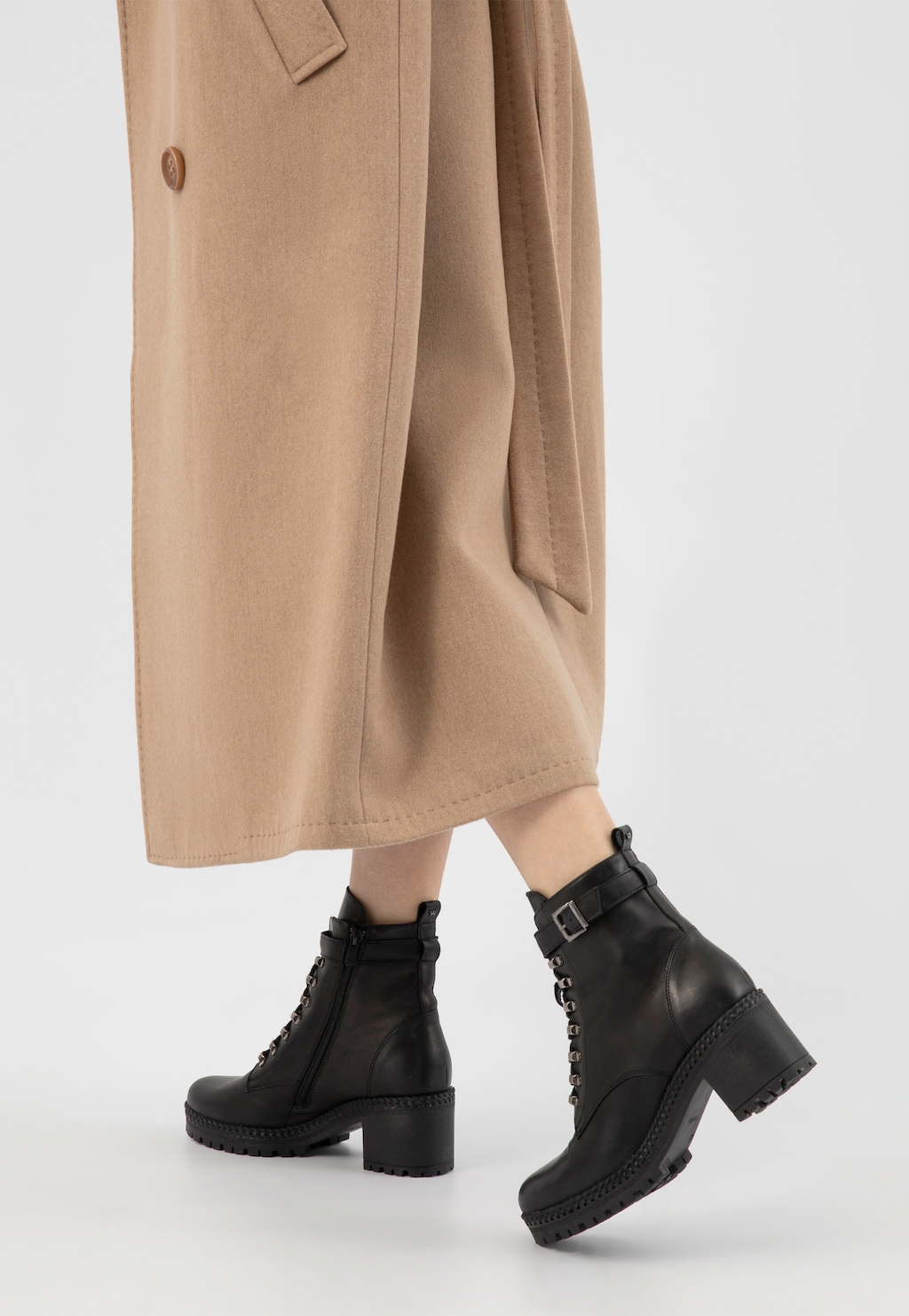 Černé zateplené dámské biker boty na podpatku 64065-51 Widok 7