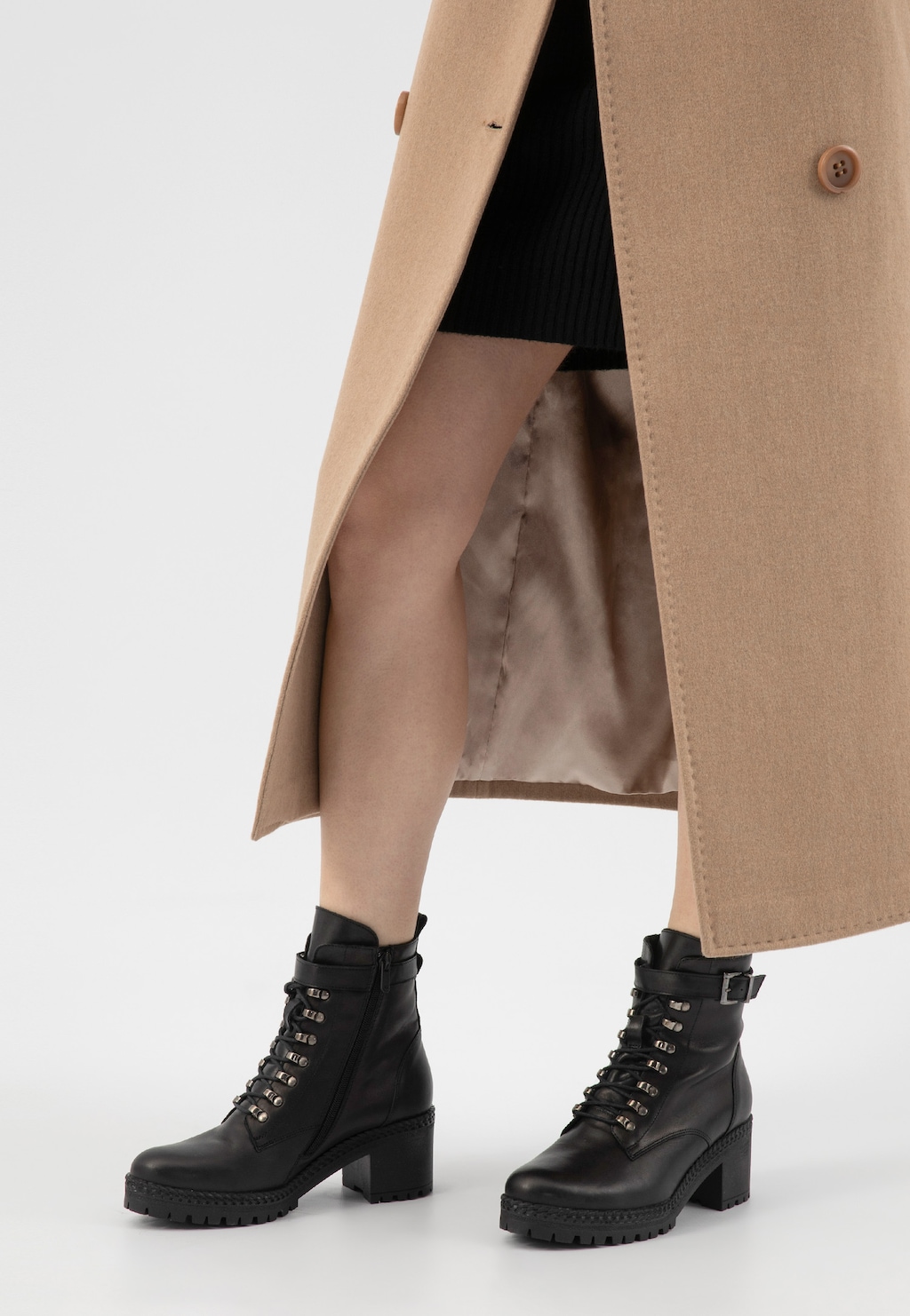 Černé zateplené dámské biker boty na podpatku 64065-51 Widok 8