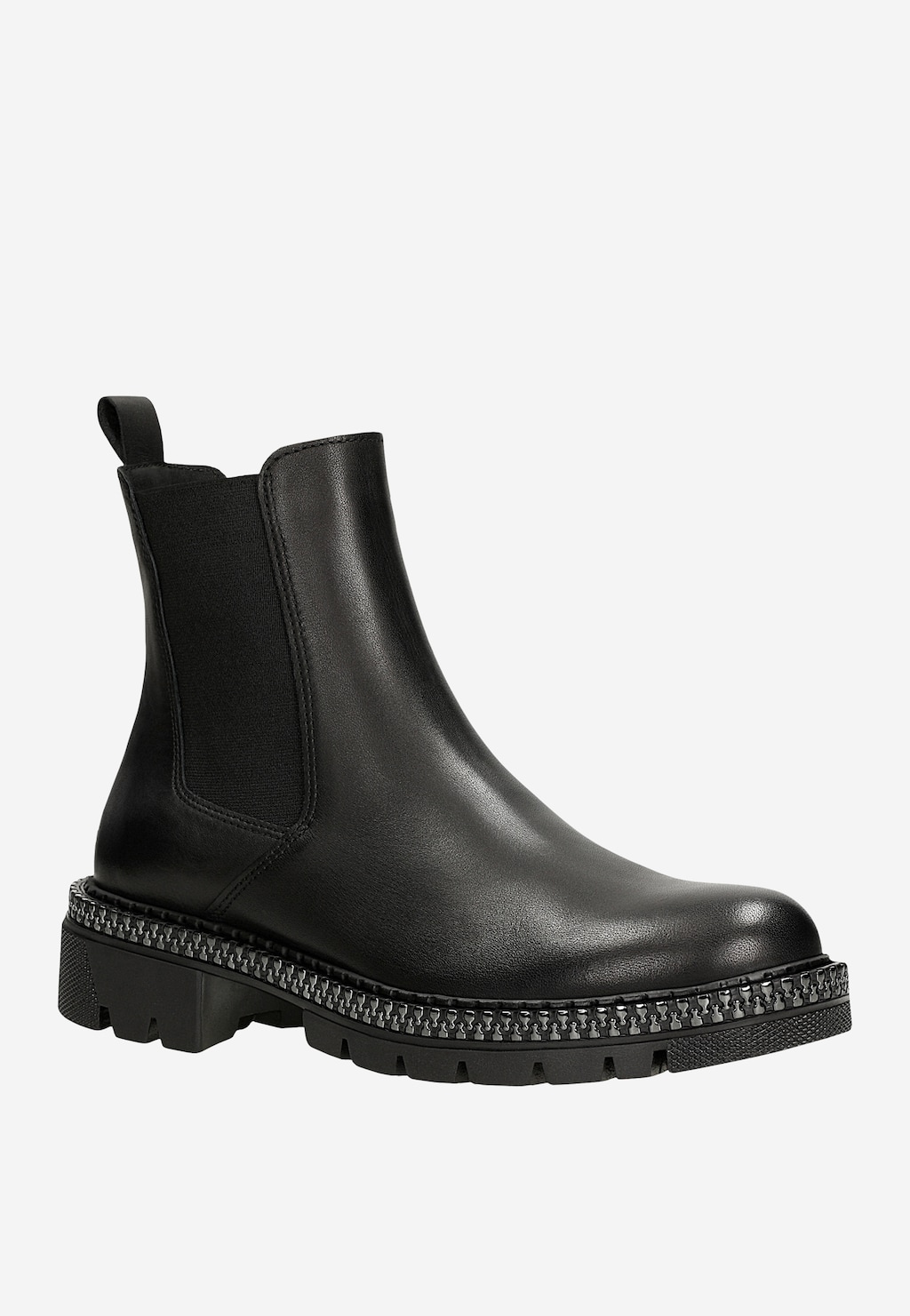 Černé kožené kotníkové boty s ozdobným zipem 55268-51 Widok 3