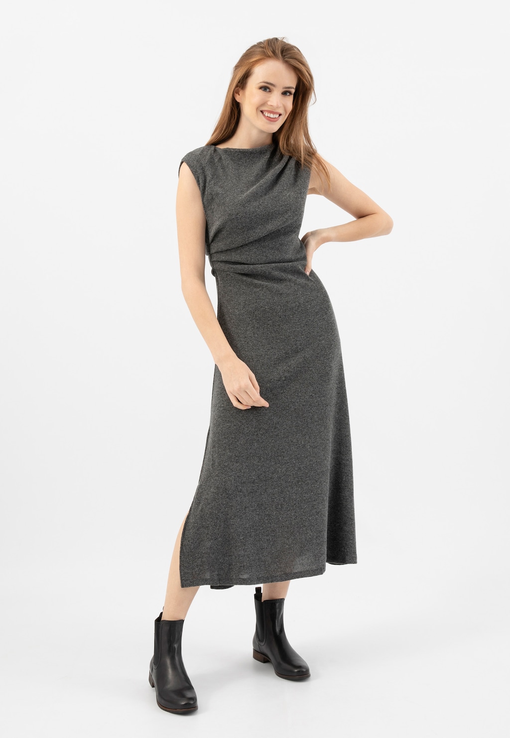 Černé dámské kožené kotníkové boty 55263-51 Widok 8