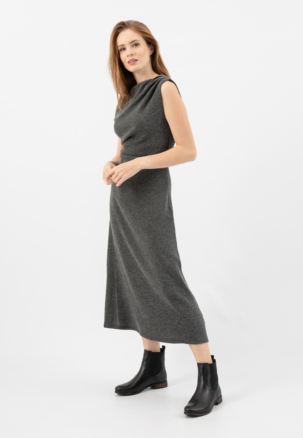 Černé dámské kožené kotníkové boty 55263-51 Widok 1