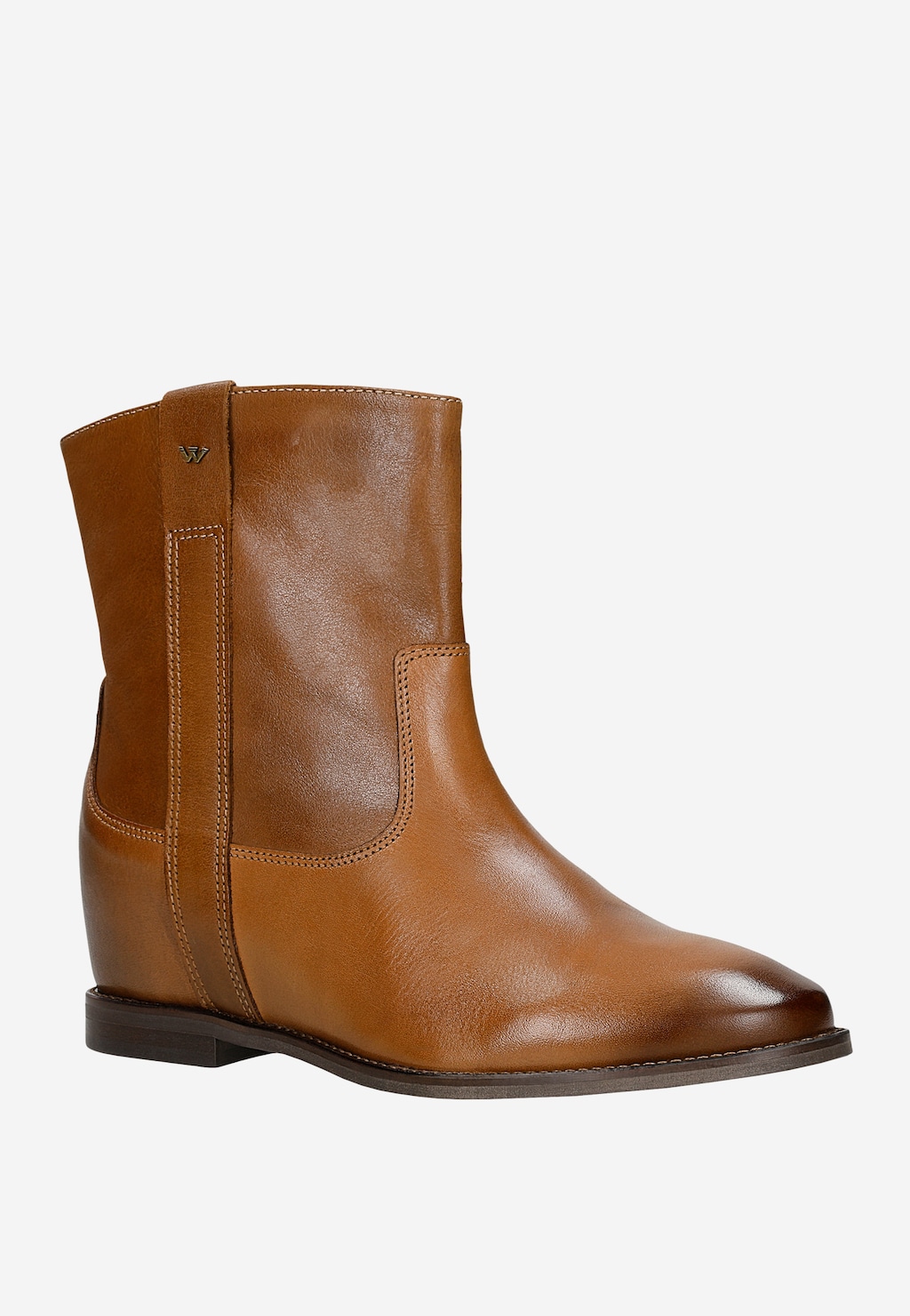 Hnedé kožené členkové čižmy so skrytým klinom 55262-52 Widok 3