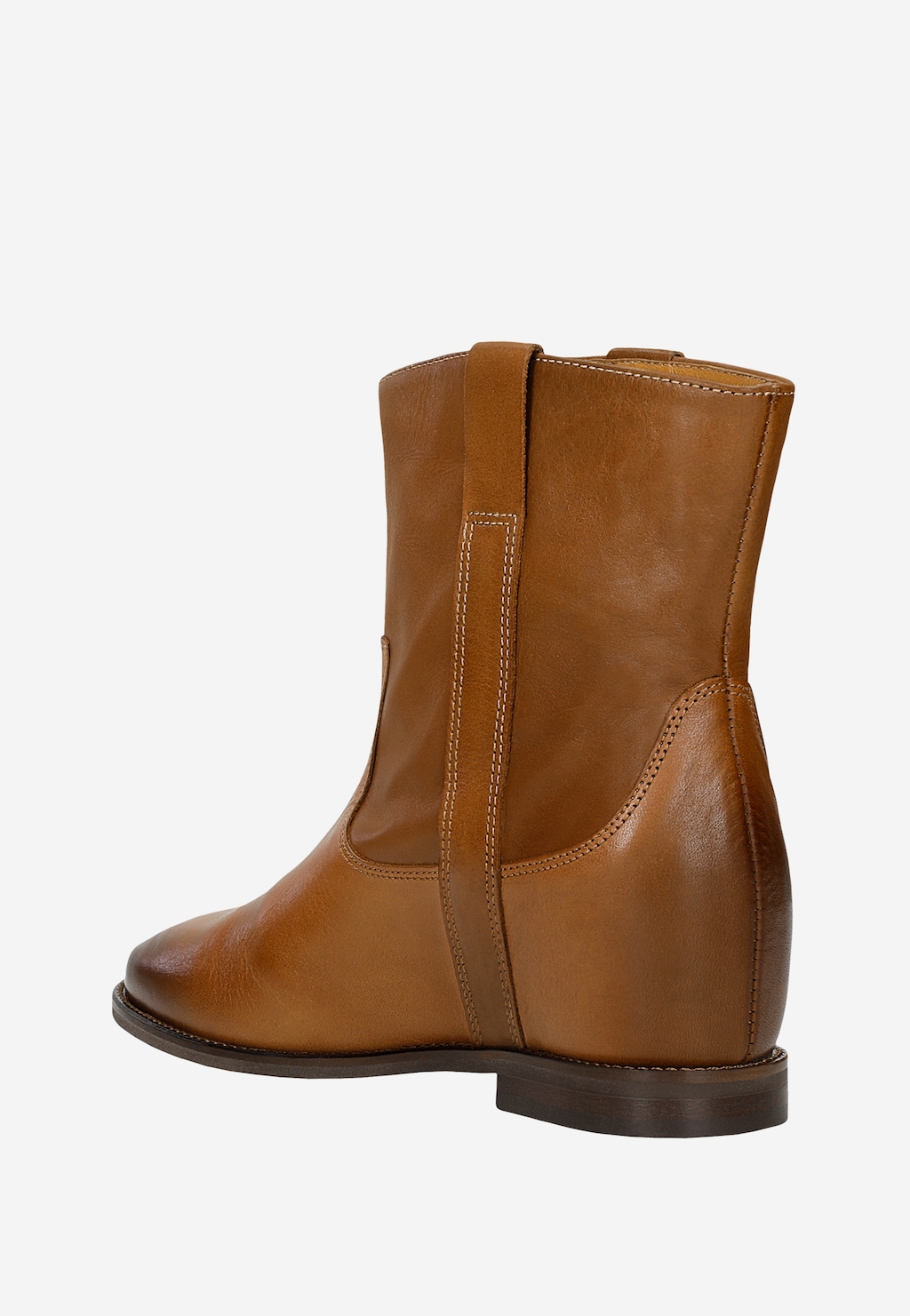 Hnedé kožené členkové čižmy so skrytým klinom 55262-52 Widok 4