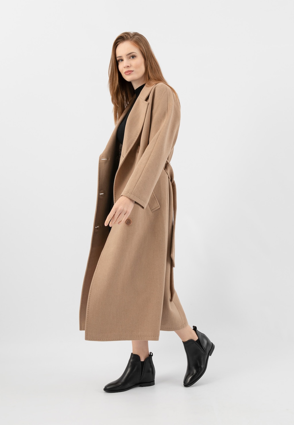 Černé kožené kotníkové boty na klínku 55261-51 Widok 8