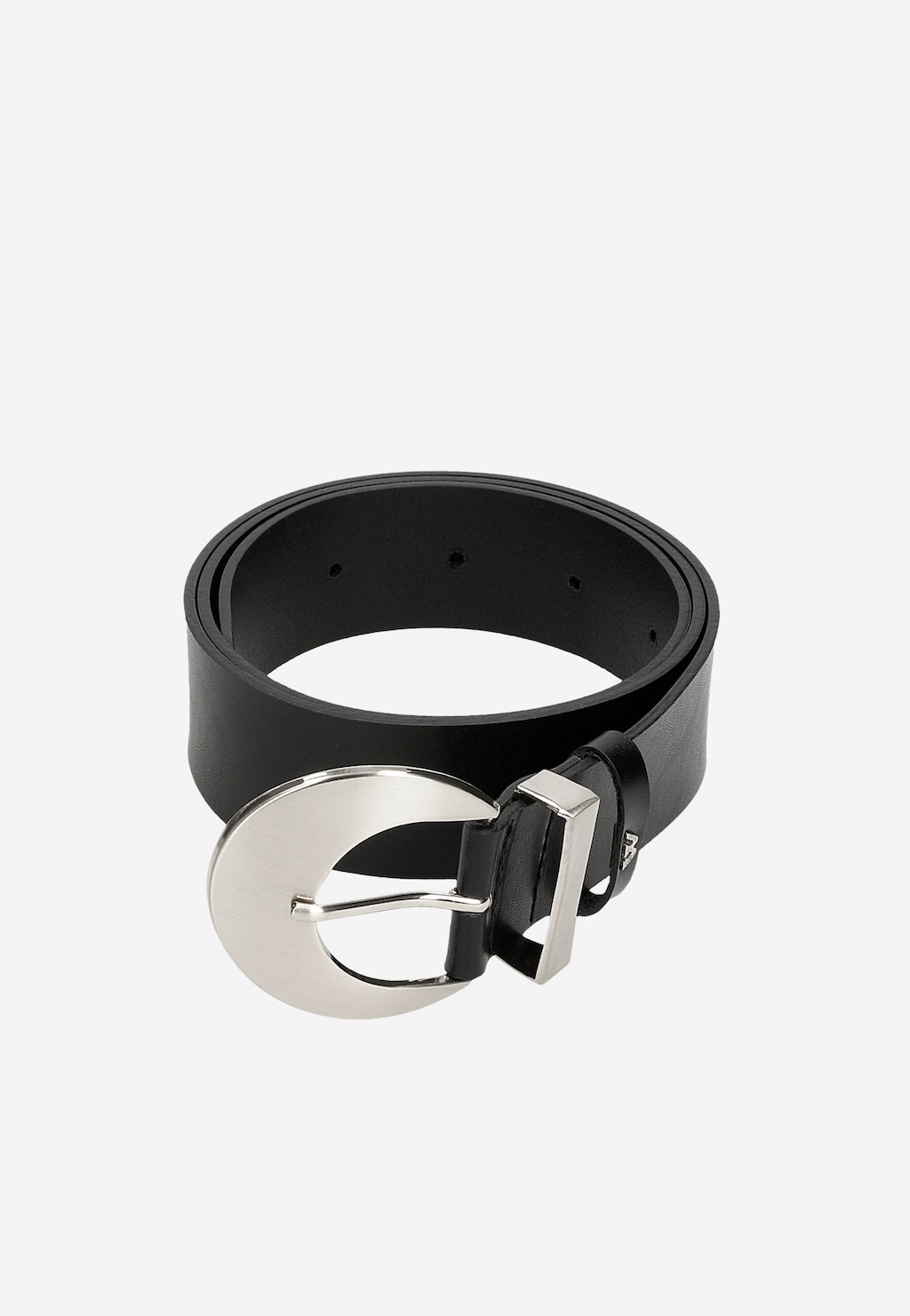 Černý dámský kožený pásek s velkou stříbrnou sponou 93089-81 Widok 6