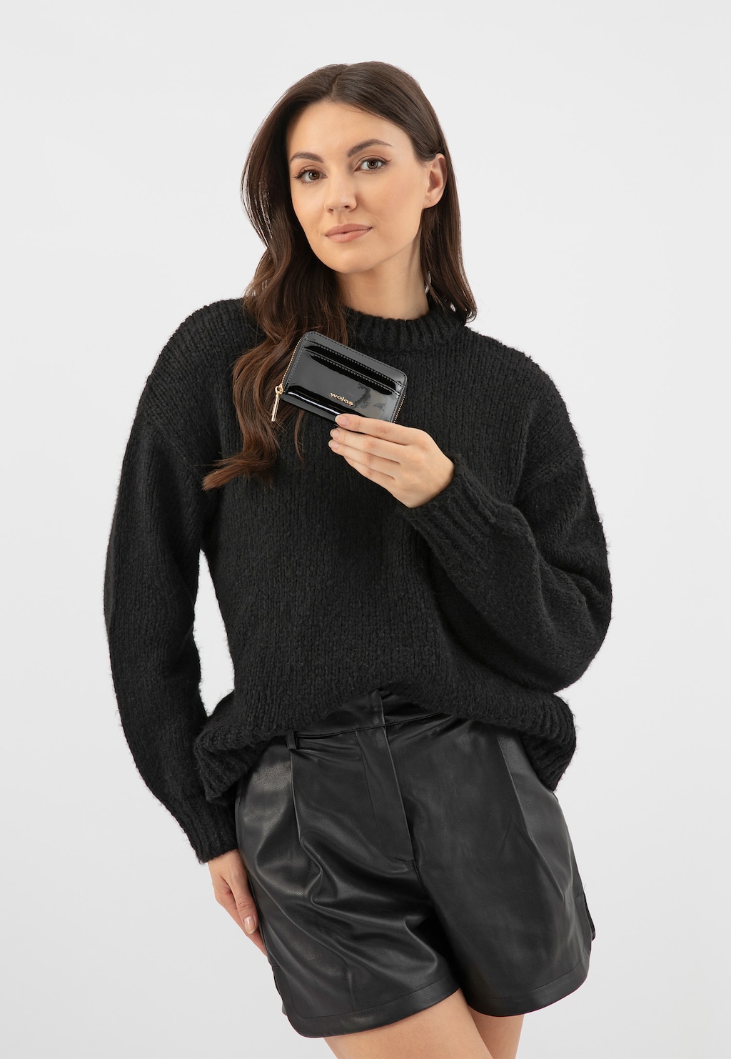 Malá černá lakovaná dámská peněženka 91093-31 Widok 1