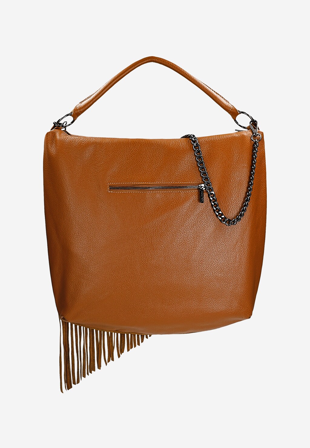 Svetlohnedá dámska kožená kabelka so strapcami a retiazkou 80368-73 Widok 4