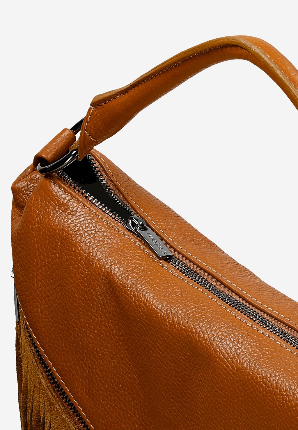 Svetlohnedá dámska kožená kabelka so strapcami a retiazkou 80368-73 Widok 6