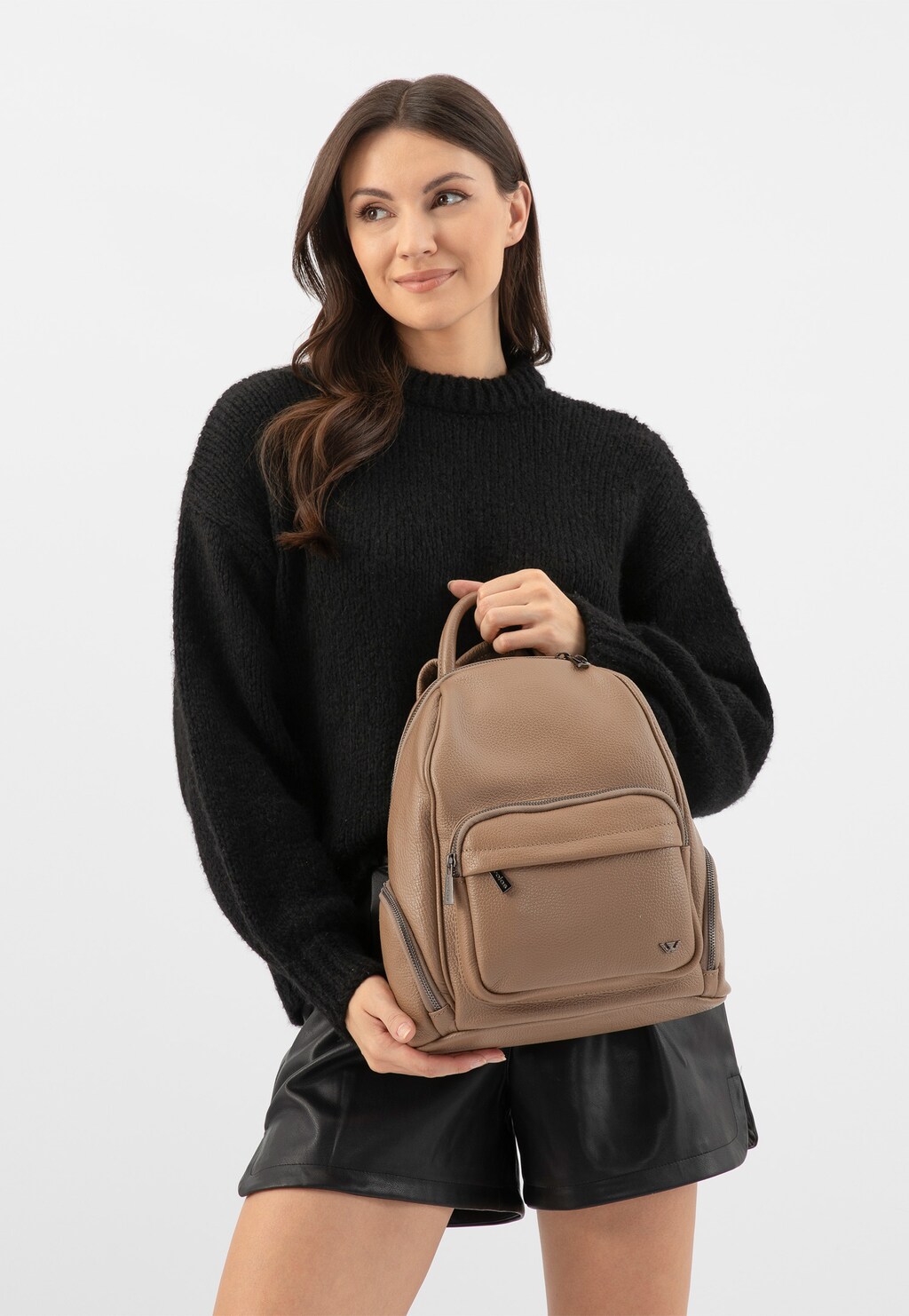 Beżowy plecak damski ze skóry licowej 80253-54 Widok 8