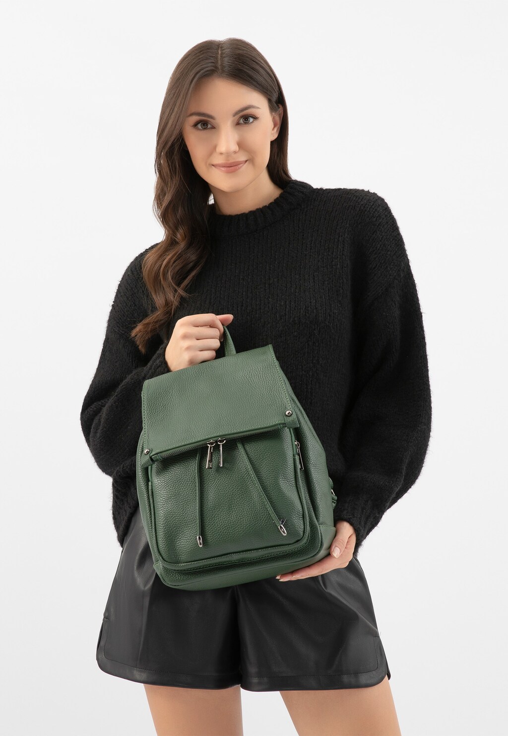 Zelený kožený městský batoh 80073-57 Widok 1