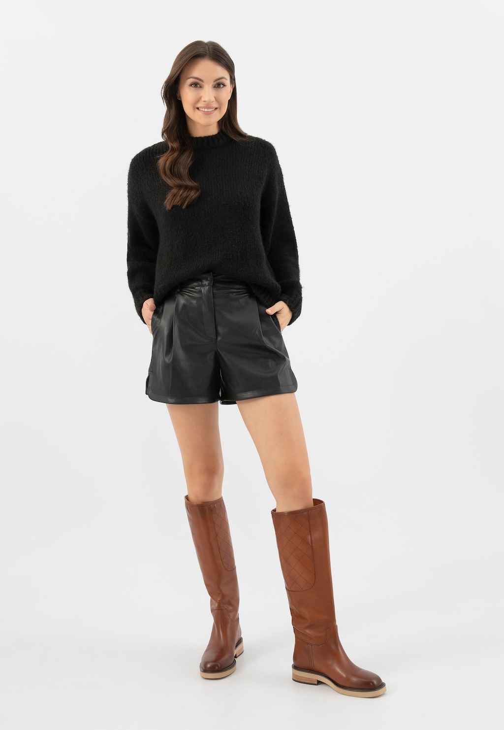 Dámske svetlohnedé kožené čižmy typu jazdecké 71064-53 Widok 1