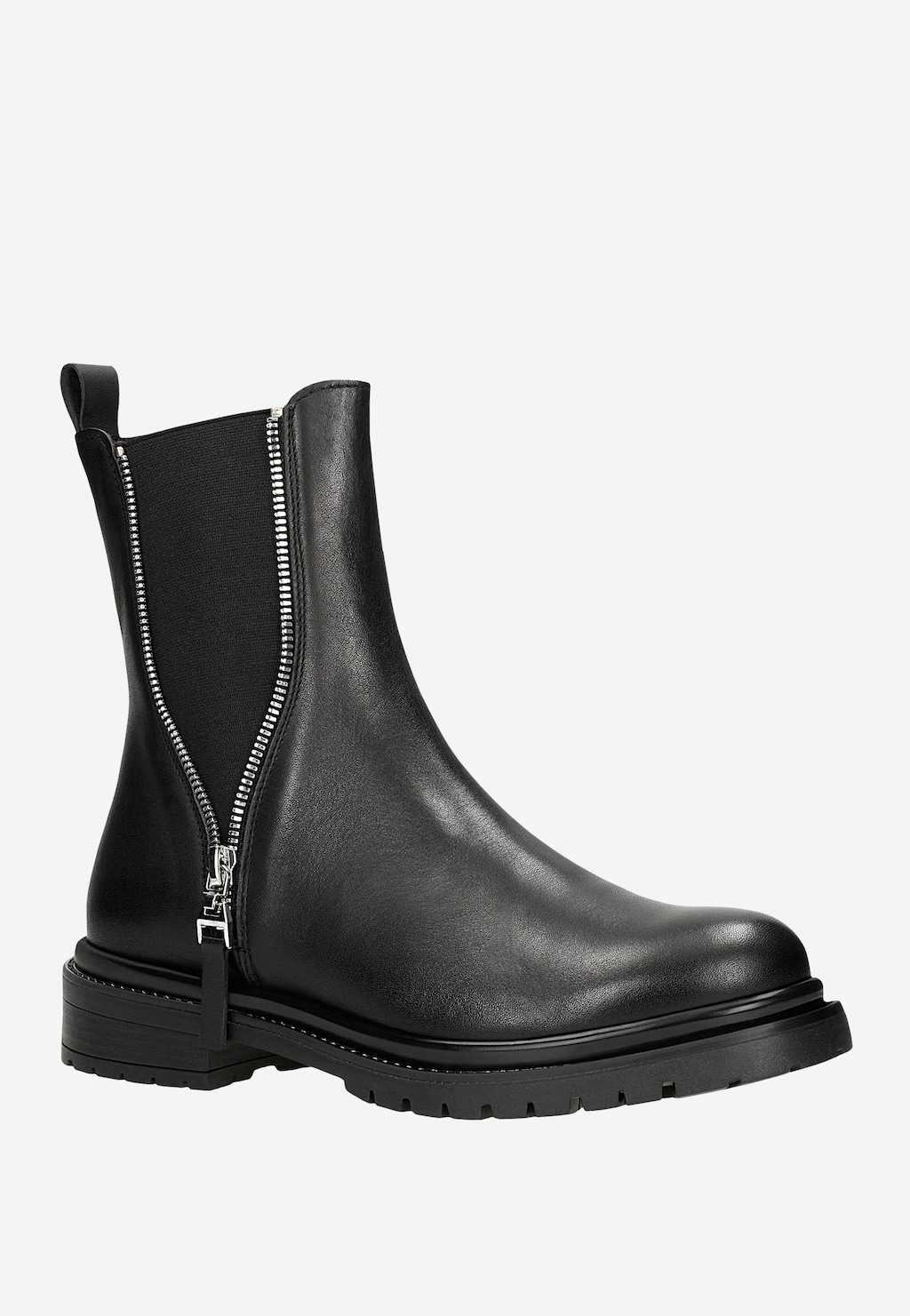Černé dámské chelsea boty s ozdobným zipem 55277-51 Widok 3