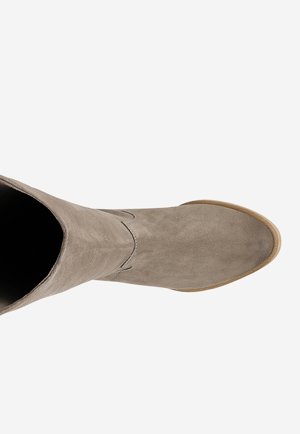 Eleganckie botki damskie Wojas model 55255-64 w ciemnym odcieniu beżu, wykonane z zamszu, widok z góry ukazujący cholewkę i jasnobrązową podeszwę.