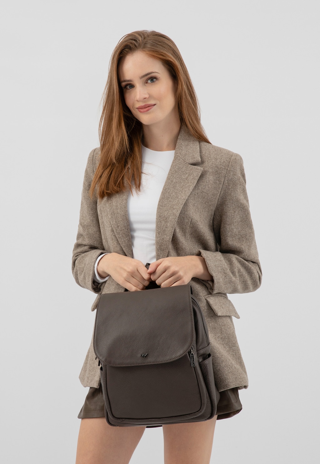 Tmavohnedý kožený mestský batoh 80082-52 Widok 9