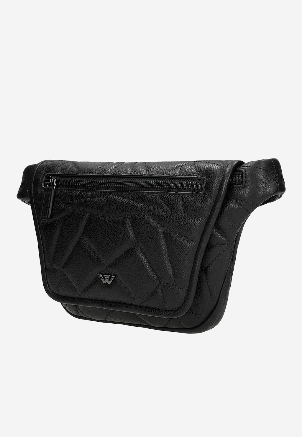 Čierna kožená ľadvinka s prešívaným geometrickým vzorom 80421-51 Widok 2