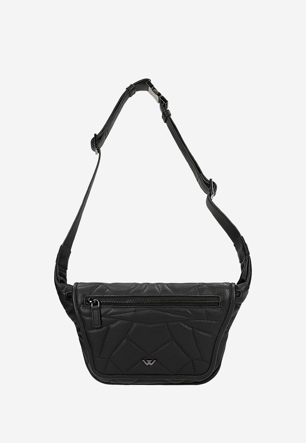 Čierna kožená ľadvinka s prešívaným geometrickým vzorom 80421-51 Widok 4